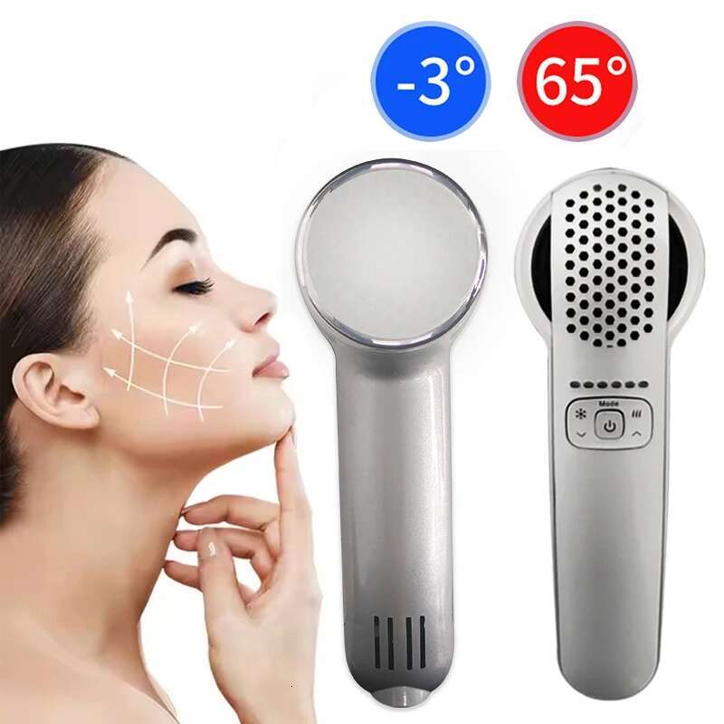Portable Home Use Care and Facial Hot Cold Handheld Hammer Ultrasound Therapy Face Beauty Skin Rejuvenation Device