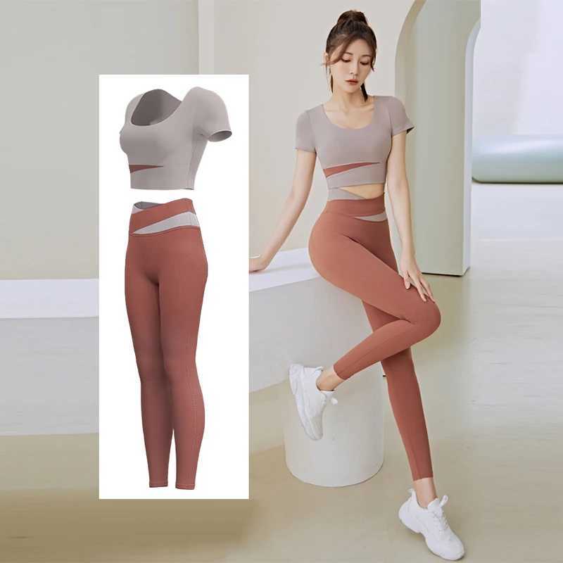 Women 2 Pcs Gym Set Sports Crop Top Bra Running Fitness Yoga Suit Sport Outfit Gymwear Lady Workout Clothes High Waist LeggingsXJ250109