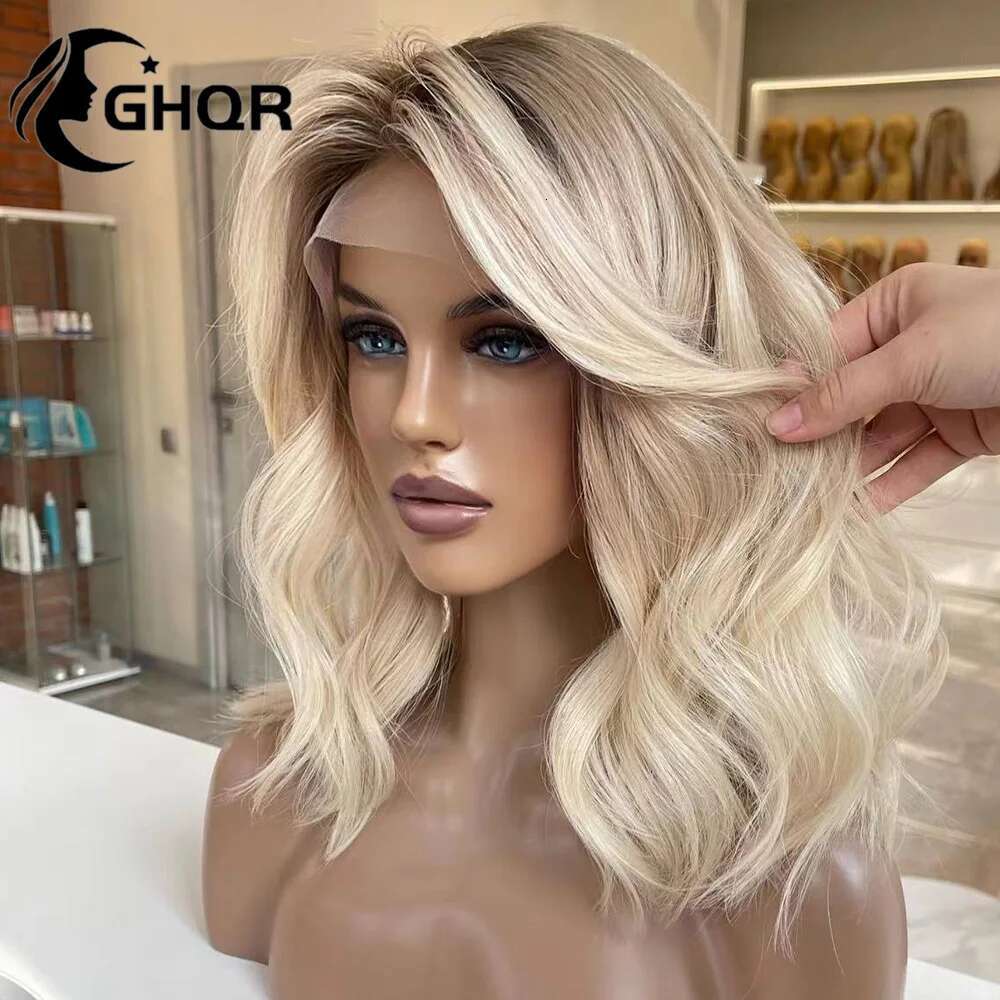 Human Hair Full Wigs Blonde Highlights Natural Wave Hd Transparent 13x6 Lace Frontal Wig Brazilian Ombre 613 Colored