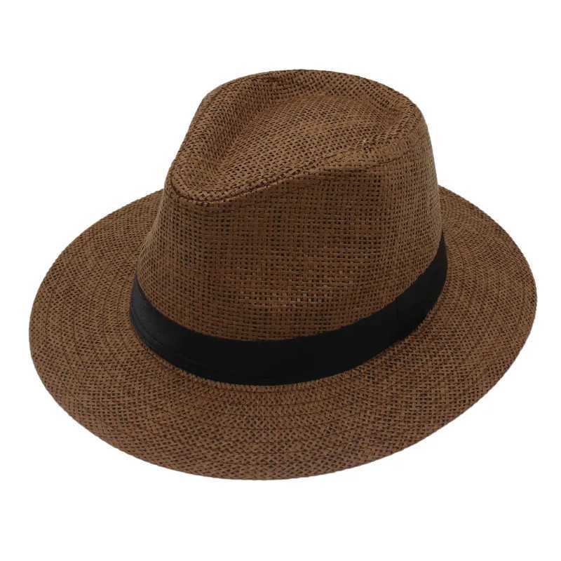 57-62cm unisex mens straw hat summer casual Panama jazz hat womens beach sun hat outdoor UV protection wide Brim Fe hat X250109