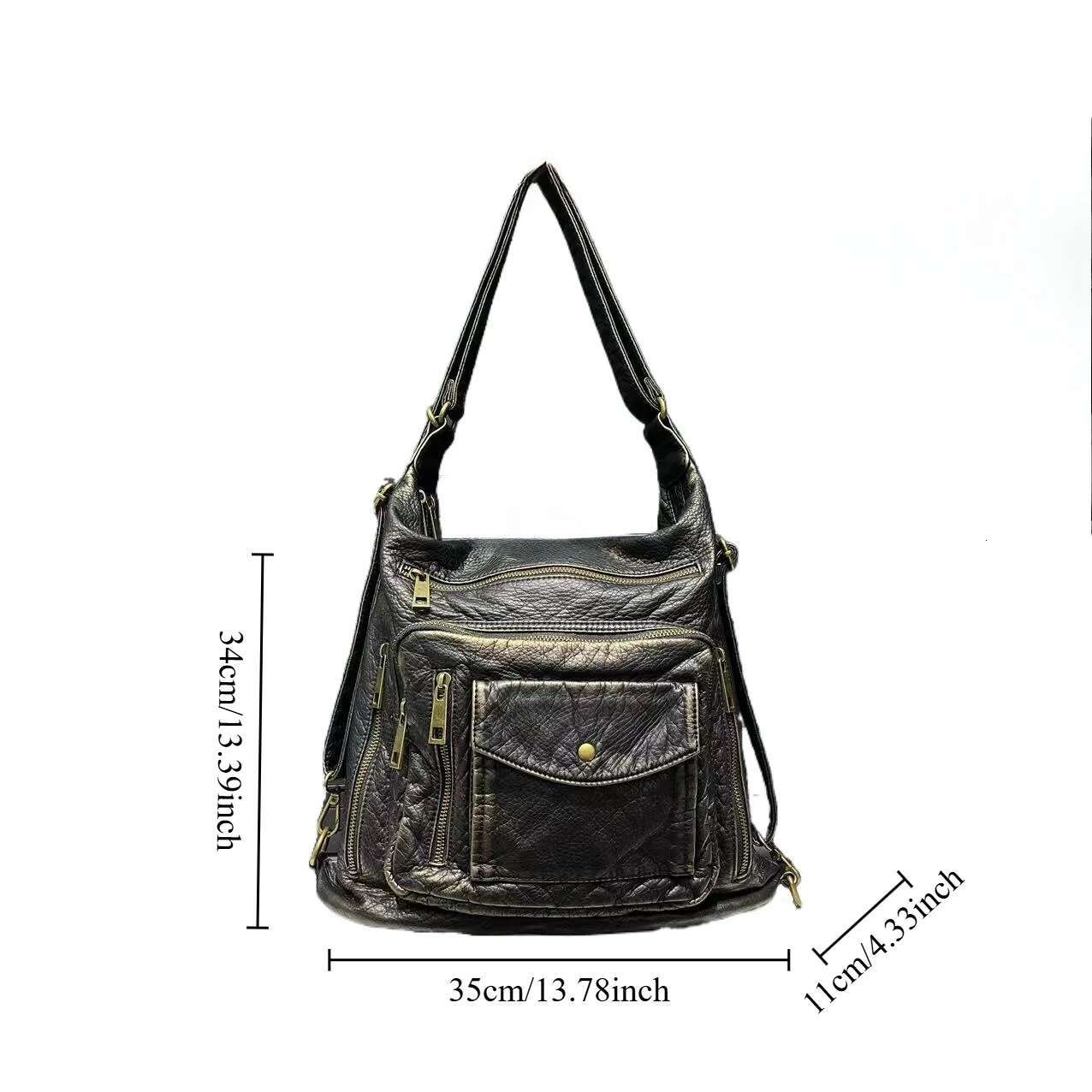 Ladies' Fashion Y2k Washed Vintage Hot Girl Motorcycle Tote Bag Multifunctional Backpack