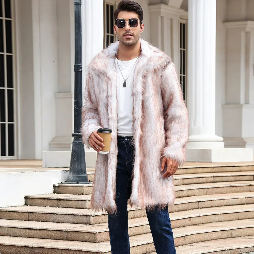 Warm Faux Fur Long Coat Jacket Winter Mens Leisure Jackets Windbreaker Women Thick Fluffy Bontjas Outerwear 250107