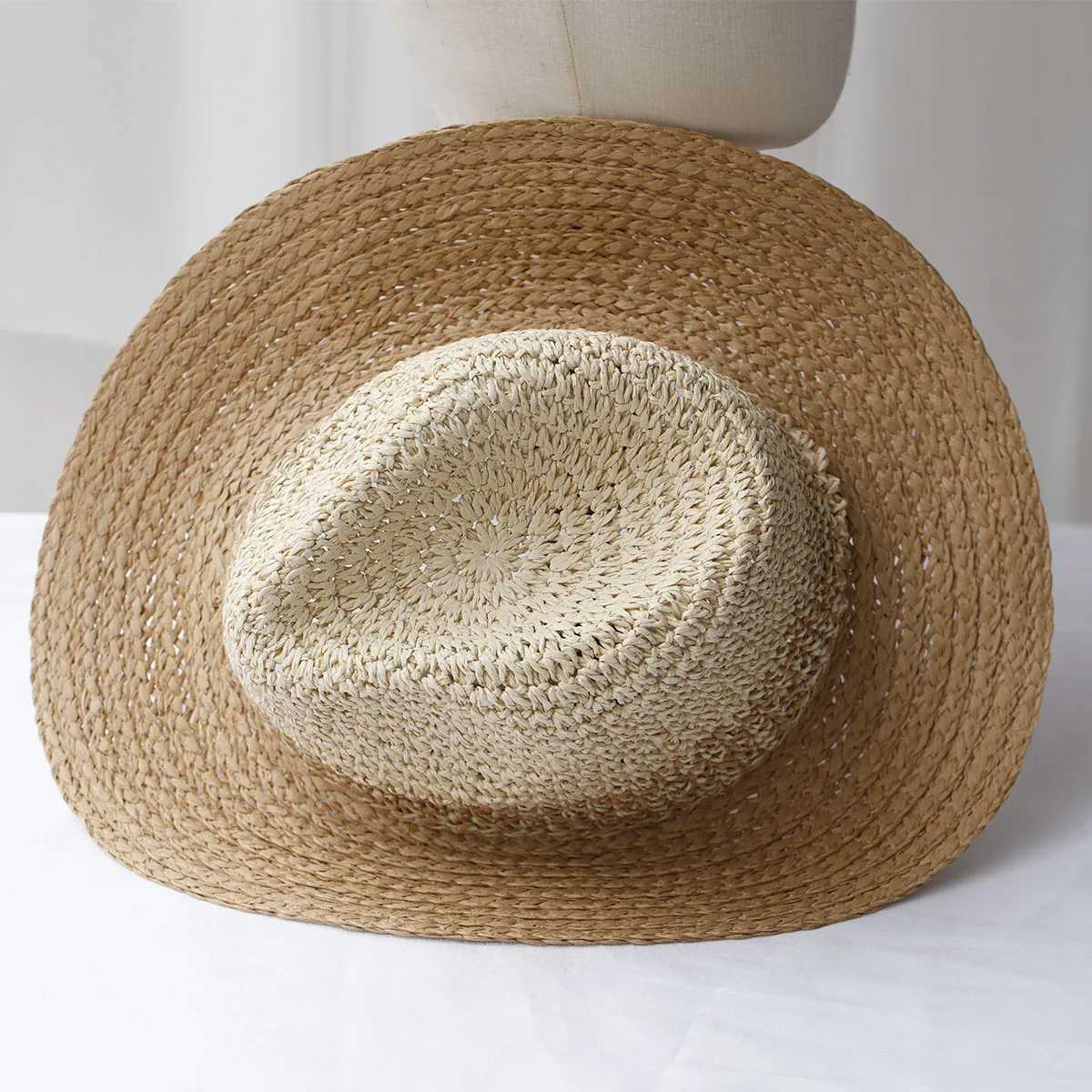 New fashion style bucket hat Mticolor foldable sun crochet hat suitable for beach tourism and vacation handmade straw hats X250109