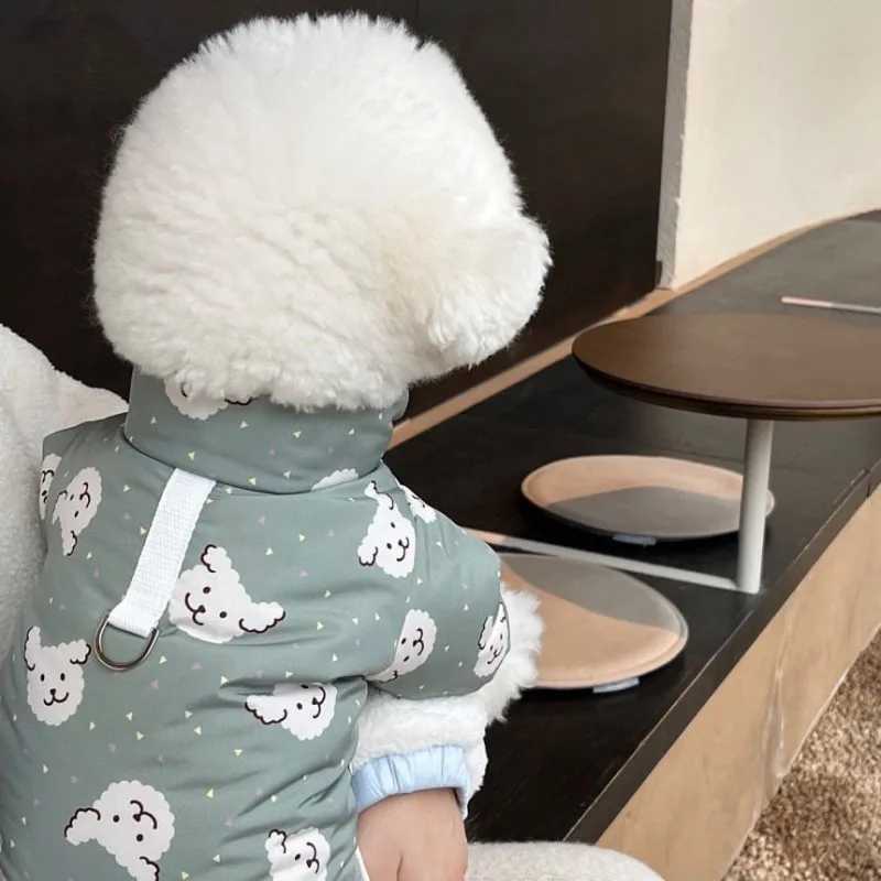 Waterproof Dog Warm Jacket Bear Print Winter Dog Coat Cotton Four Legged Dog Clothes Chihuahua Poodle Bichon Puppy AccessoriesXJ250109