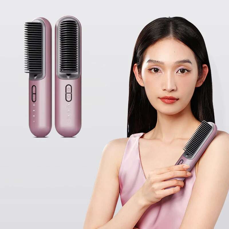 Mini Portable Rechargeable Cordless Beard Hair Straightener Brush Ceramic Heating Straightening Comb Anti Scalding Styg Tools