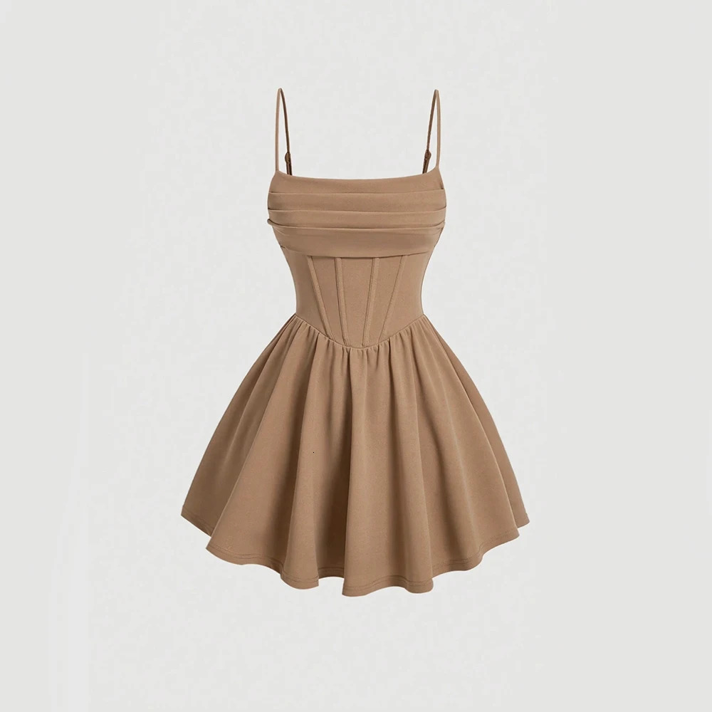 Mia Muse Womens Dresses Summer Elegant Plain Sleeveless Square Neck ALine Mini Sweet Dating 250106