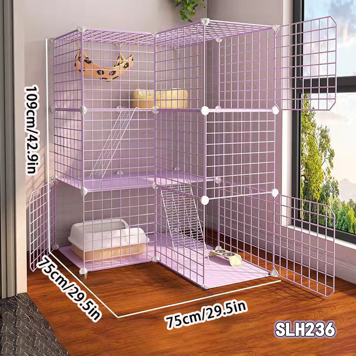 Spacious Triple Layer Cat Habitat for Domestic Cats - Safe & Sturdy Enclosed Playhouse