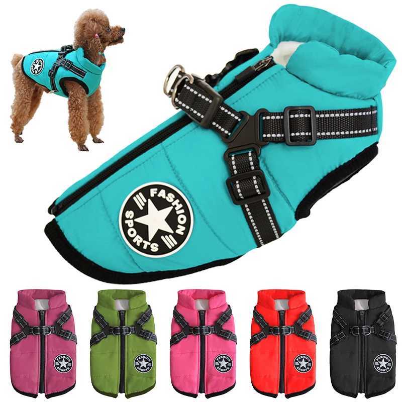 Waterproof Warm Dog Jacket Vest Winter Dog Clothes With Harness French-Bulldog Coat Pet Costume for Small Large Dogs ChihuahuaXJ250109