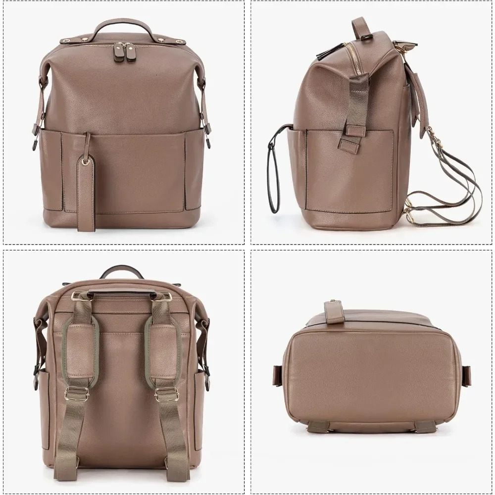 1pc Mommy Bag Pu Leather Diaper Backpack Bag with Changing Pad Baby Organizer Baby Nappy Bag Mummy Daddy Backpack 250106