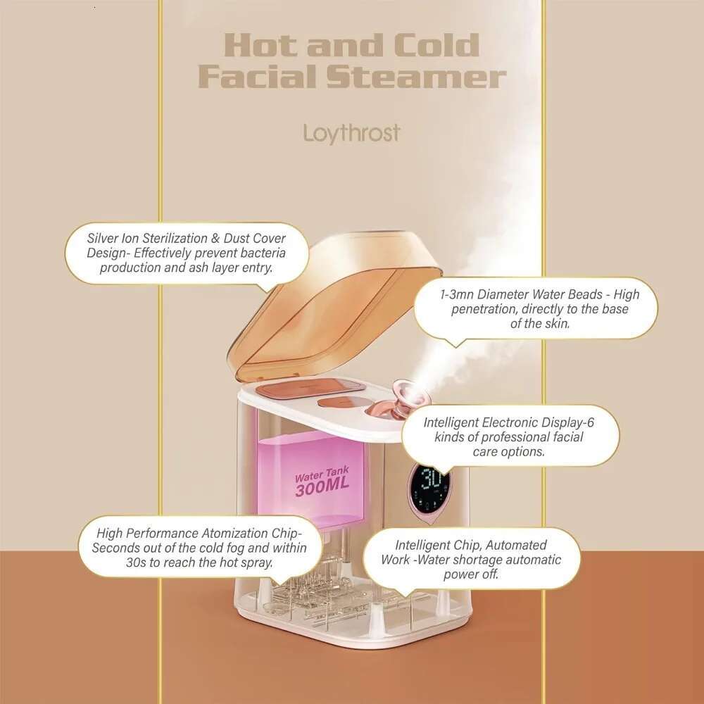 Professional 6-in-1 Facial Steamer, Loythrost Hot & Cool Aromatherapy, Skin Care At Home Humidifier - Unclogs Pores Blackheads