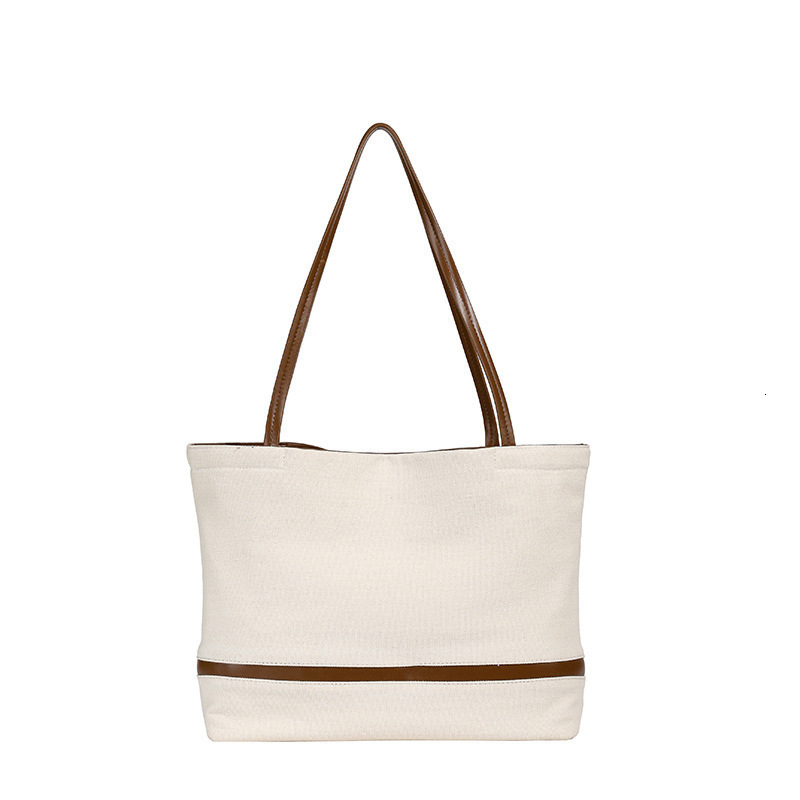 Large Capacity Shopping Versatile Tote For Girls Casual Contrasting Color Single Shoulder Hand-Held Commuting Bag Trendy