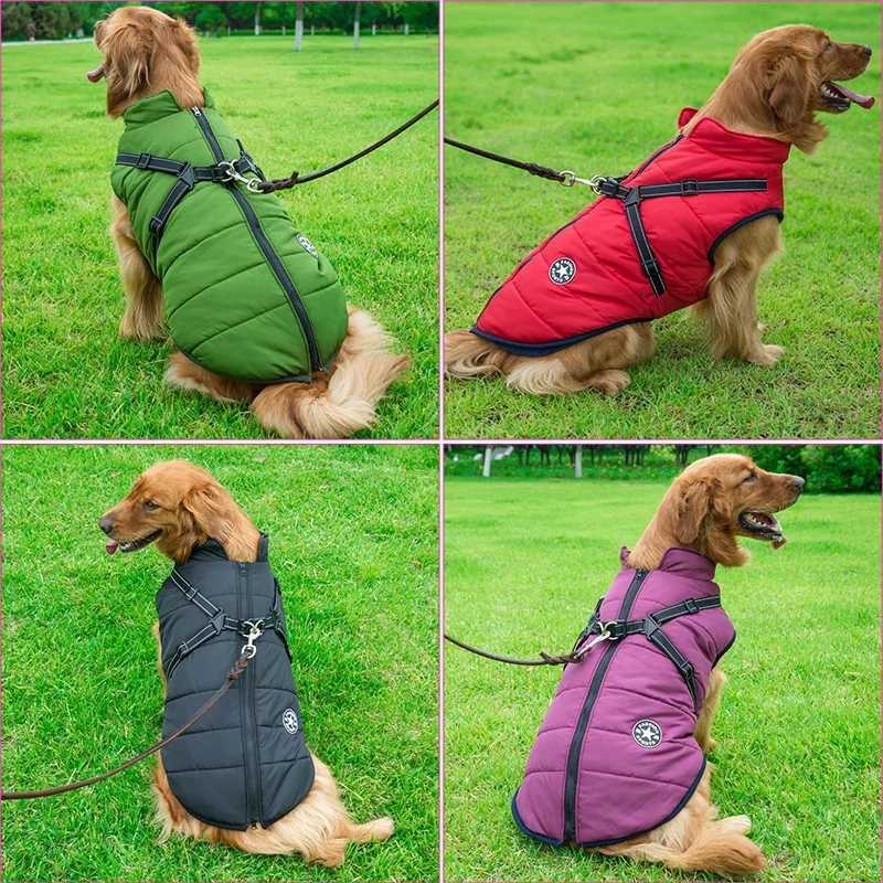 Waterproof Warm Dog Jacket Vest Winter Dog Clothes With Harness French-Bulldog Coat Pet Costume for Small Large Dogs ChihuahuaXJ250109