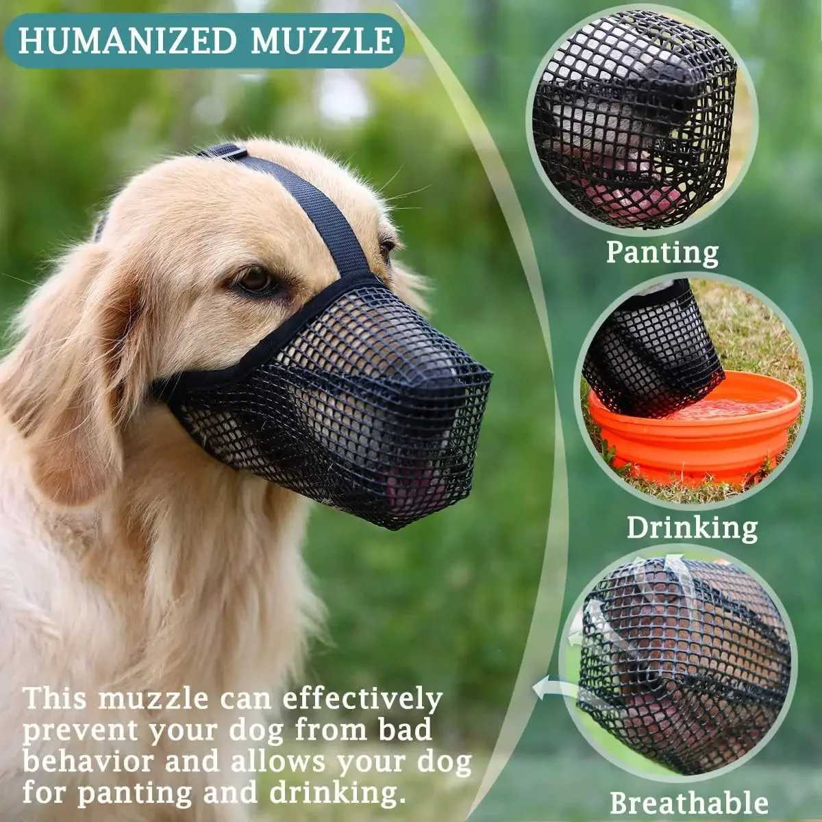 1pc Dog Mouth Cover Anti licking Anti biting Breathable Drinking water Adjustable Dog mouthpiece Dedicated Pet Mouth CoverXJ250109