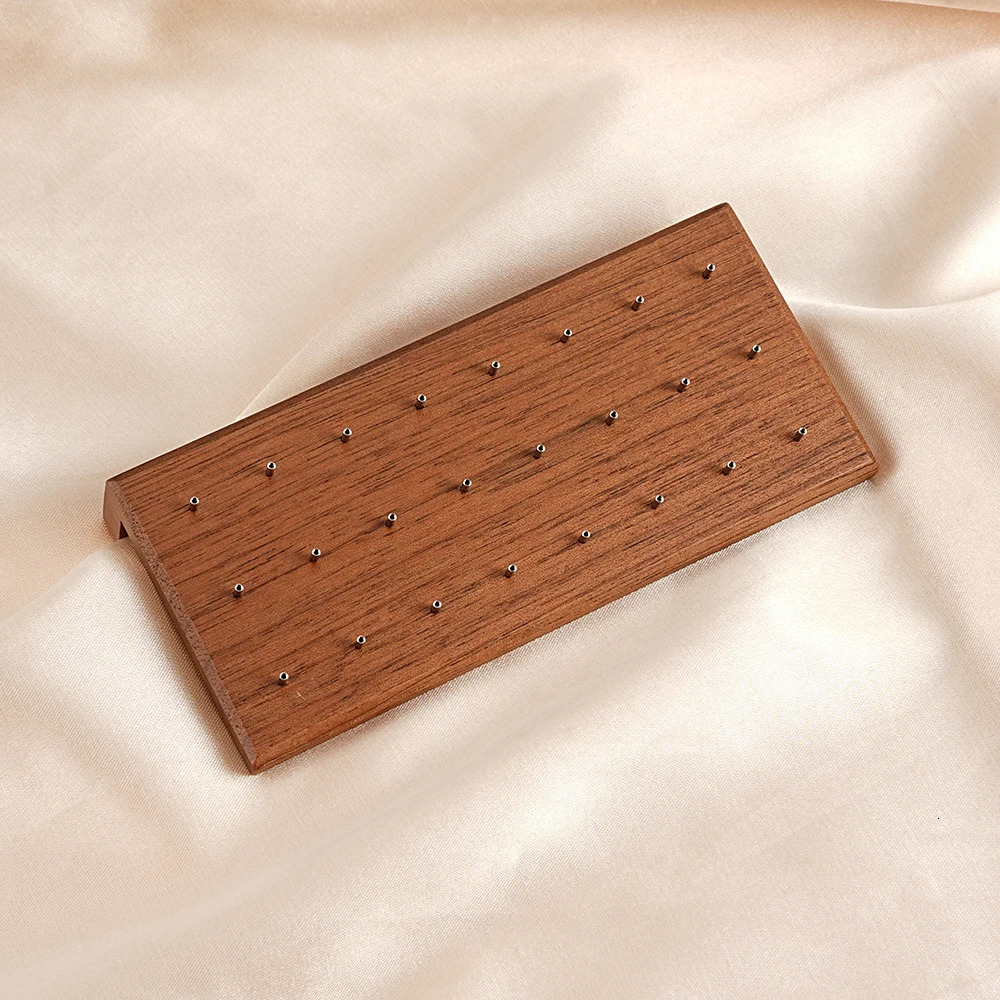 Wooden Earring Holder For Jewelry Black Walnut Wood Vintage Jewelry Display Stand with 24 Holes 250106