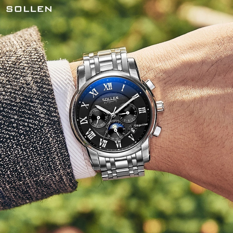 Stylish Men's Automatic Watch with Steel Band - Business & Scratch-Proof