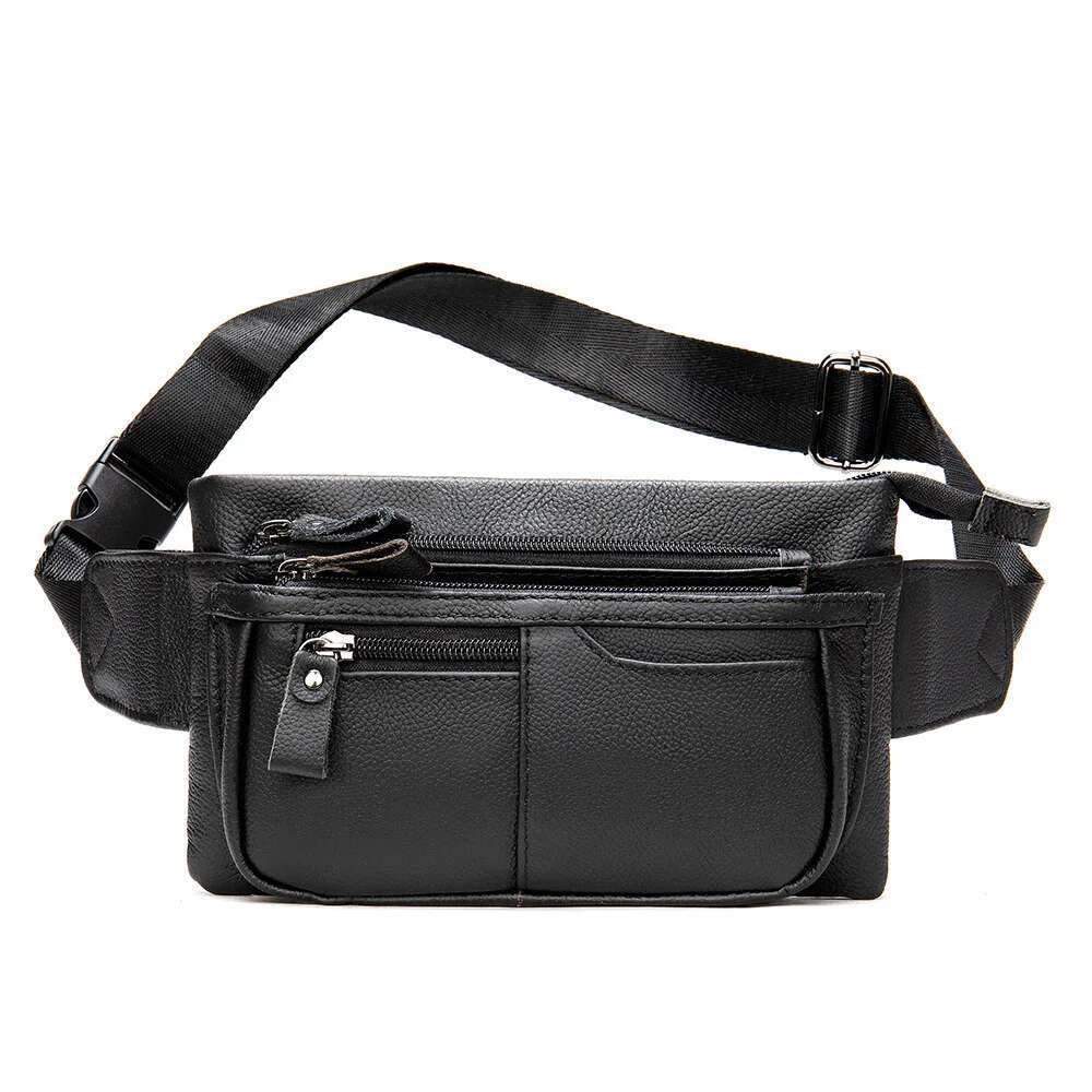 High Quality Crazy Horse Chest Retro Men's Genuine Leather Waist Large Capacity Crossbody Bag