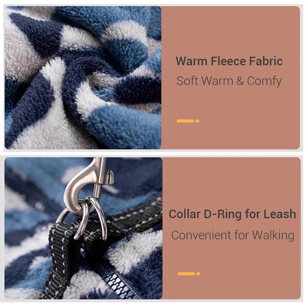 Overalls for Dogs Winter Soft Warm Fleece Jumpsuit for Small Medium Large Dogs Thicken Pet Coat with 4 Legs Reflective CollarXJ250109