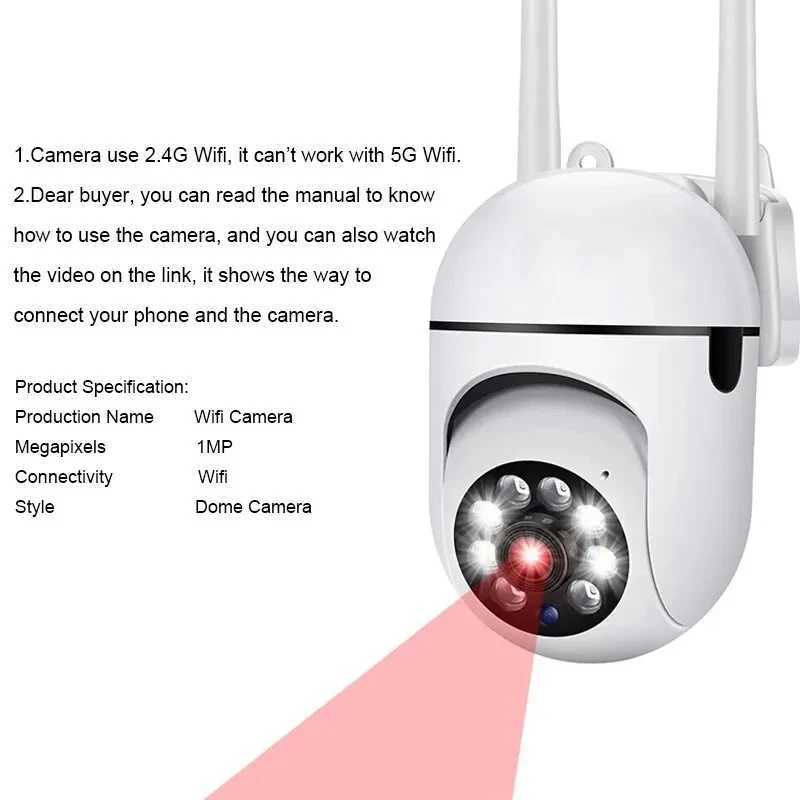 1080P HD PTZ 2.4G WIFI IP Camera Audio CCTV Monitoring Camera Outdoor Night Vision Wireless Waterproof Security Protection X250110