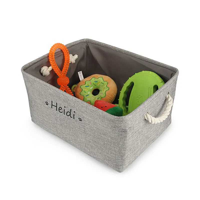 S/M/L Custom Name Pet Toy Basket Cat Dog Foldable Box Print Storage Baskets For Clothes Pets AccessoriesXJ250109
