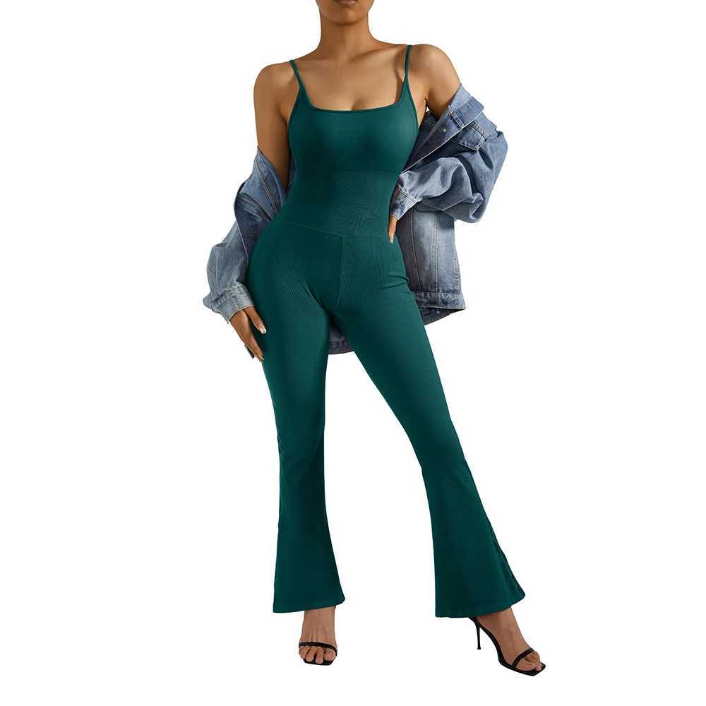 Slim Bodysuit Sleeveless Square Neck Bodycon Rompers Overalls One Piece Outfit Street Wear Ladies Gym Clothings Solid JumpsuitsXJ250109
