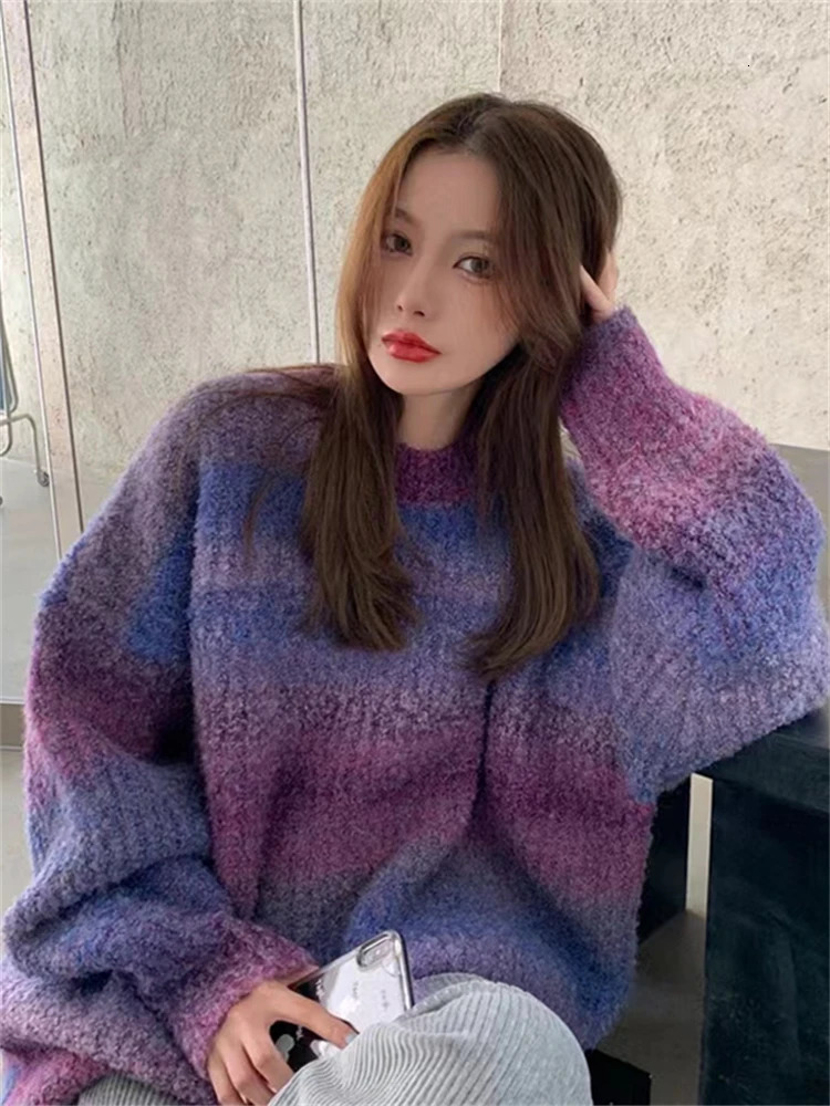 Sweater Women Winter Pullover Girls Oversize Knitting Tops Vintage Long Sleeve Fall Female Knitted Outerwear Warm Pull 250108