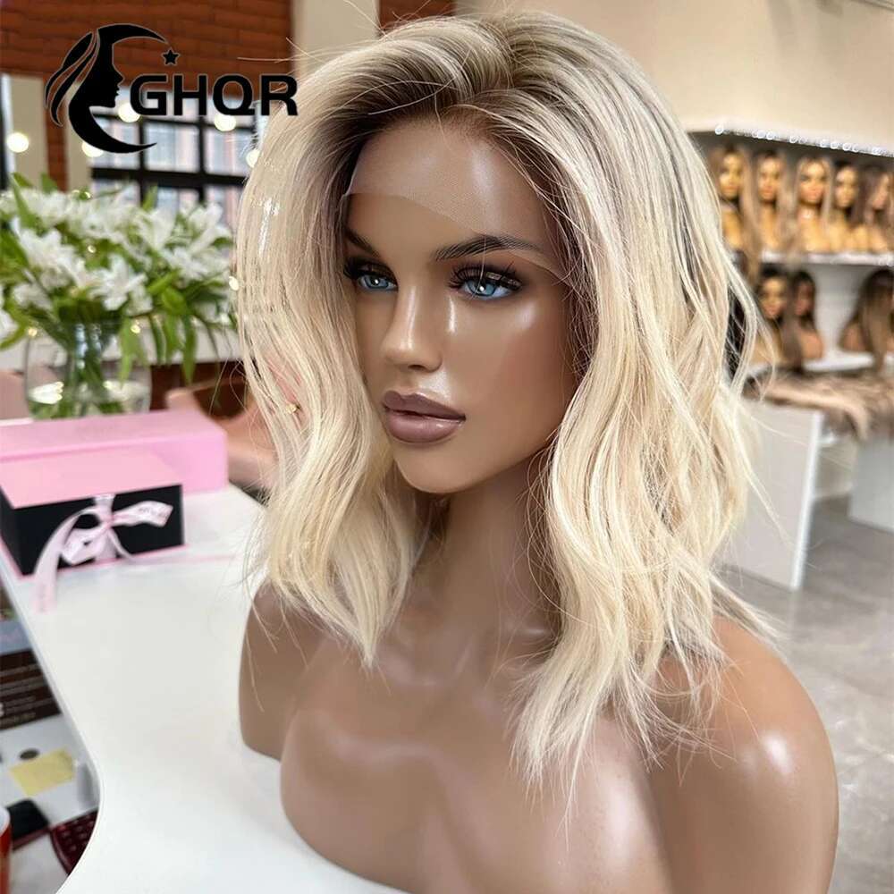 Human Hair Full Wigs Blonde Highlights Natural Wave Hd Transparent 13x6 Lace Frontal Wig Brazilian Ombre 613 Colored