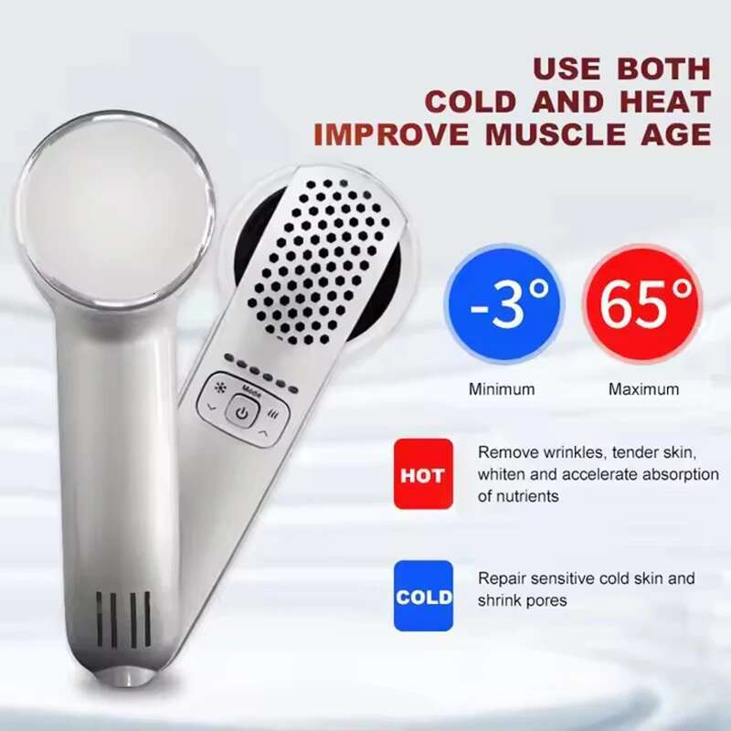 Portable Home Use Care and Facial Hot Cold Handheld Hammer Ultrasound Therapy Face Beauty Skin Rejuvenation Device