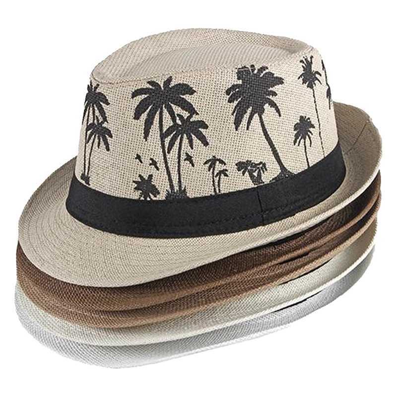 Coconut Tree Beach Hat Mens Summer Party Jazz Hat Fashion Straw Hat Weaving Chapeau Wide Brim Panama M Dance Hat Cool Cowboy X250109