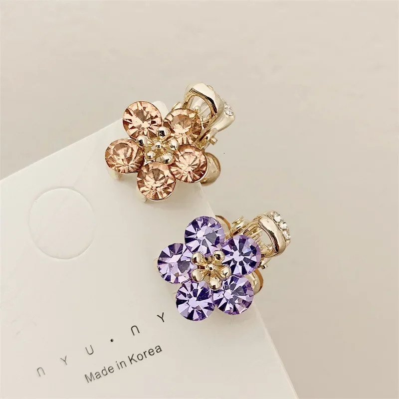 Small Bangs Grip Ladies Temperament Crystal Flower Side Decorative Claw Clips for Girls Hair Accessories Headwear 250103