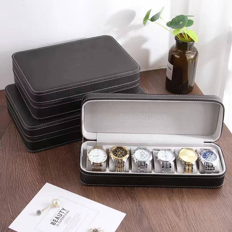 4681012 Slots Portable Leather Watch Box Your Good Organizer Jewelry Storage Zipper Easy Carry Men Roxes 250109