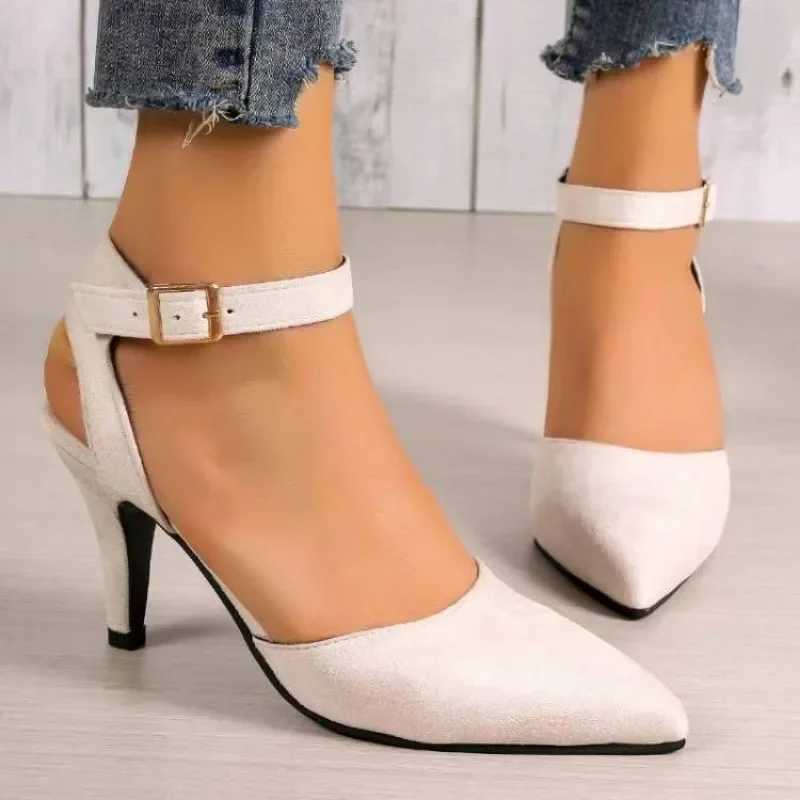 New Arrival Elegant thick high heels suitable for women solid color buckle camisole womens sandals sexy slim high heels banquet hall womens shoes T250