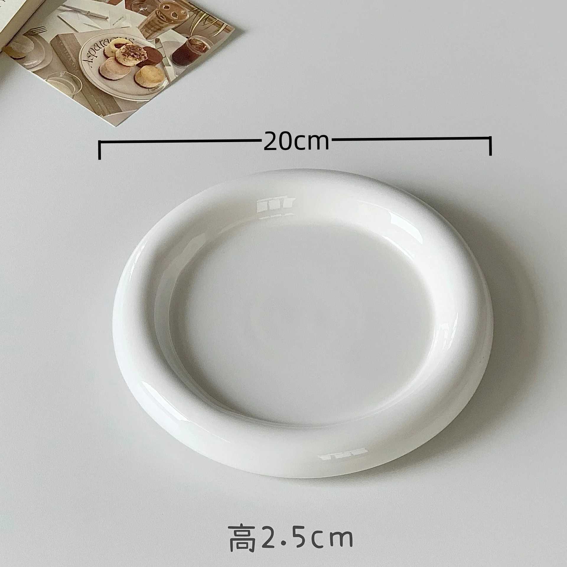 Dishes Plates Circular ceramic board with thick edges for Western cuisine creative steak Nordic tableware ceramic board for main dishes kitchen utensi