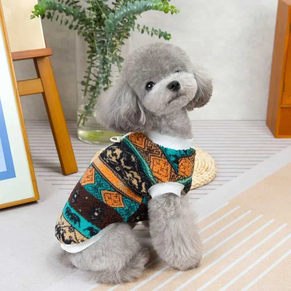 Pet Winter Warm Clothes Fleece Pullover Dog Shirt Nordic Style Printed Puppy Sweatshirt Hoodies Coat for Small Dogs Cats CostumeXJ250109