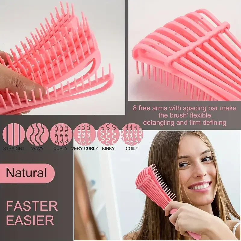 5pcs Set Detangling Hair Brush Knots Detangler Scalp Massage Comb Dual Edge Brush Styling Comb for Curly/Straight/Wet/Dry Tools 250106