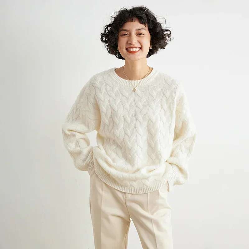 Tailor Sheep Winter 100% Cashmere Sweater O-Neck Knit Pullover Women's High Quality Female Loose Large Size Girls Top