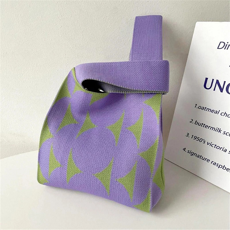 Knitted Bag Fashionable Simple Solid Color Handheld Large Capacity 250106