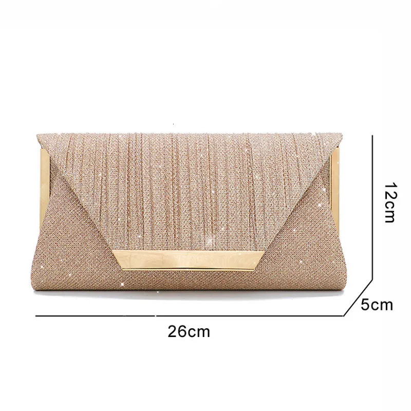 Glitter Envelope Handbag Women Shiny Gold Folded Long Purse Female Fashion Day Clutch Bling Bridal Wedding Party Evening Bag 250106