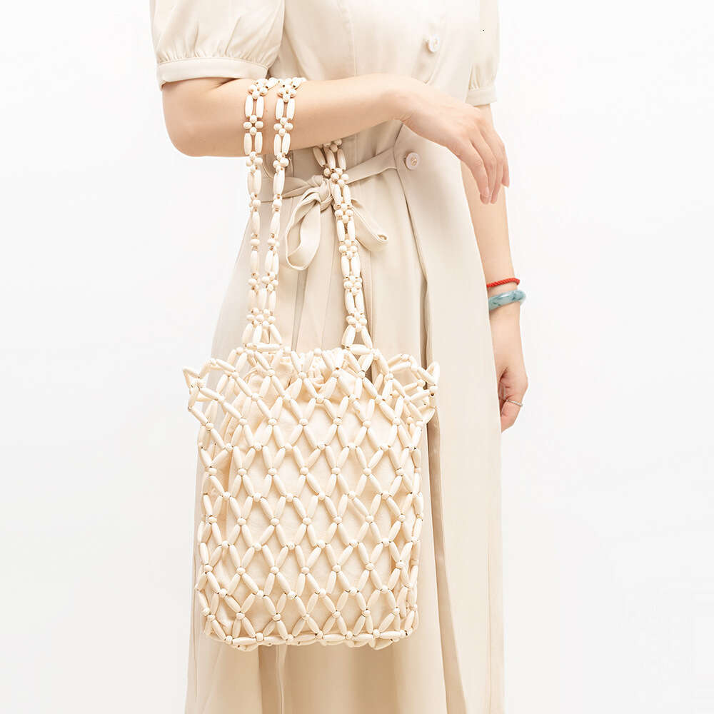 Handheld Wooden Bead Bag, Handmade Woven Bag For Foreign Trade, Women's Summer Niche Design, Commuting Shoulder Bags