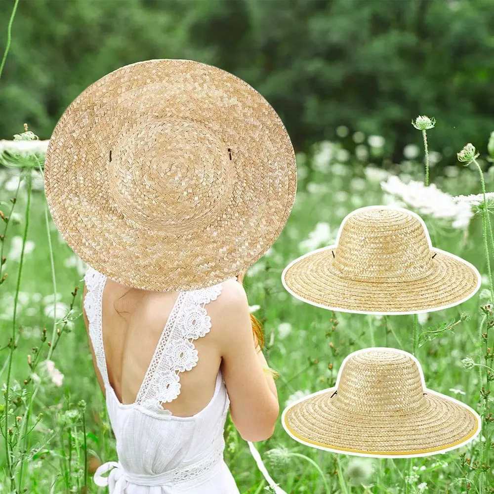Adjustable straw hat casual wide Brim sun protection beach hat breathable bucket hat X250109