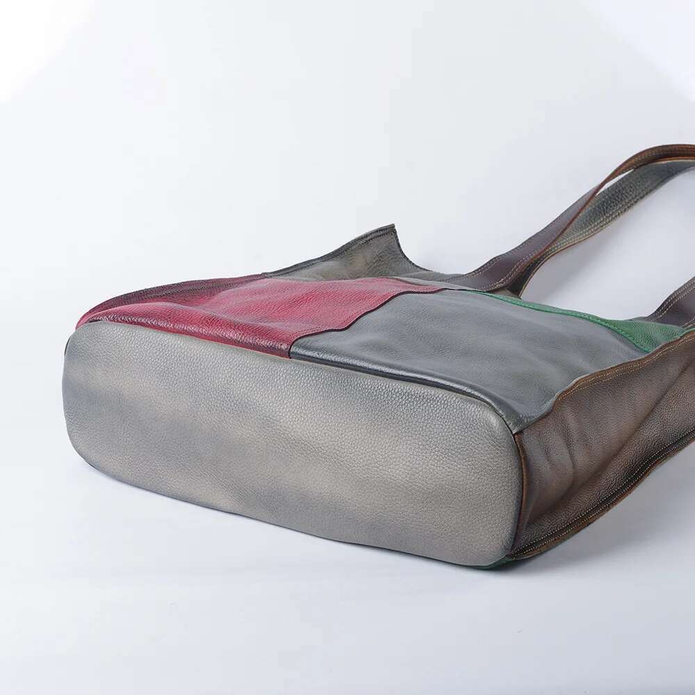 Fashion Genuine Cow Leather Multicolour Women Handbag Casual Girl Shopping Bag Designer Patchwork Female Shoulder Crossbody Bags