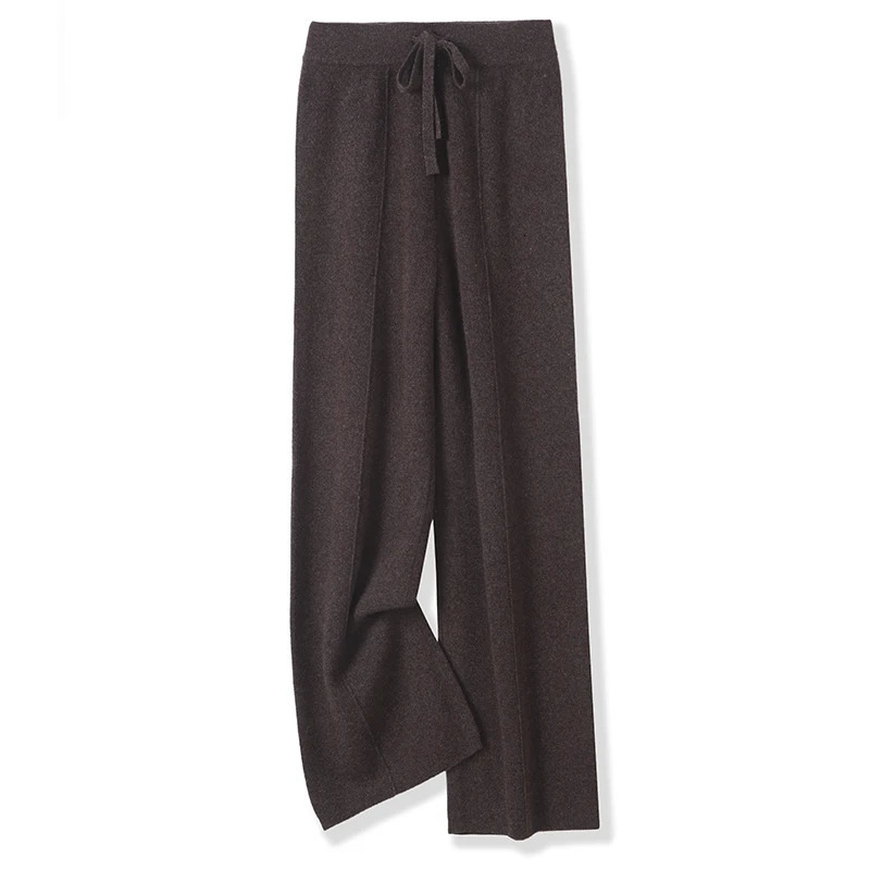 100% merino wool womens knitted trousers laceup fashionable warm autumn and winter 250108