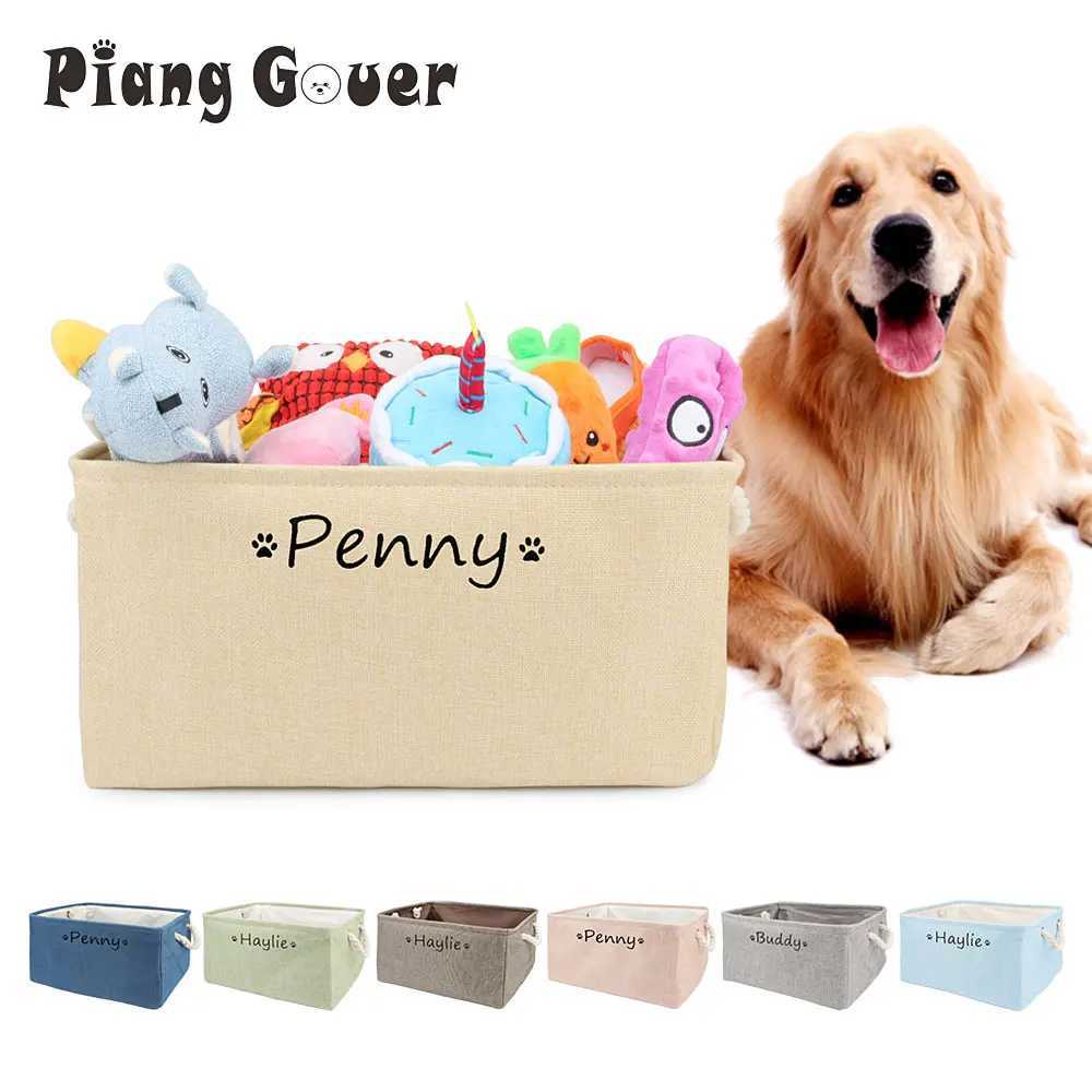 S/M/L Custom Name Pet Toy Basket Cat Dog Foldable Box Print Storage Baskets For Clothes Pets AccessoriesXJ250109