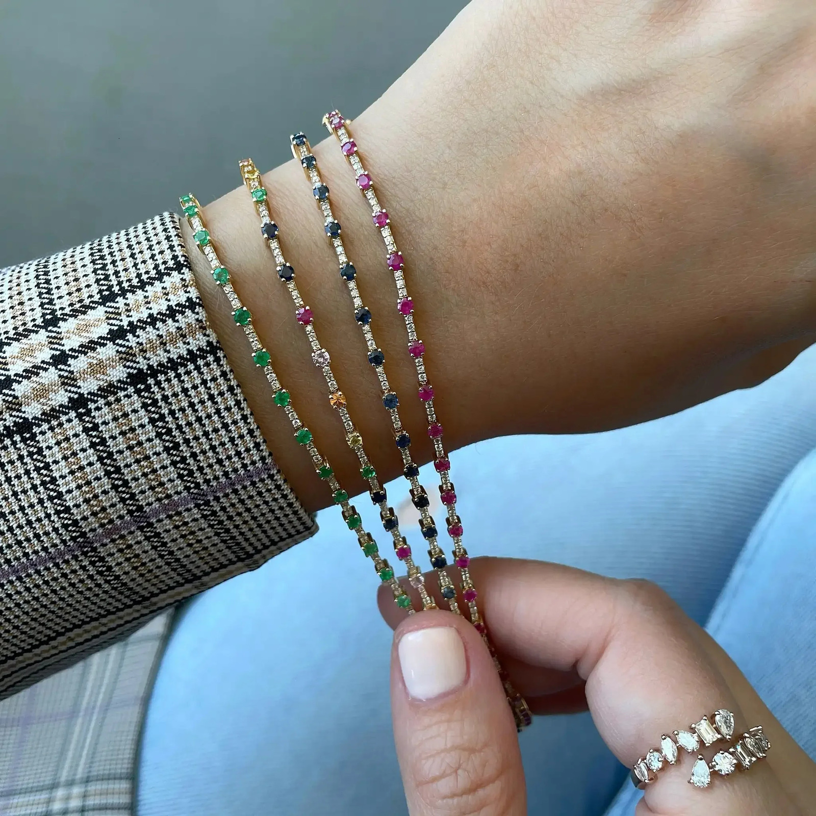 Geometric CZ Tennis Bracelet for Women Paved Different Shape Rainbow 5A Zirconia Stone Chains Bracelets Fashion Jewelry 250109