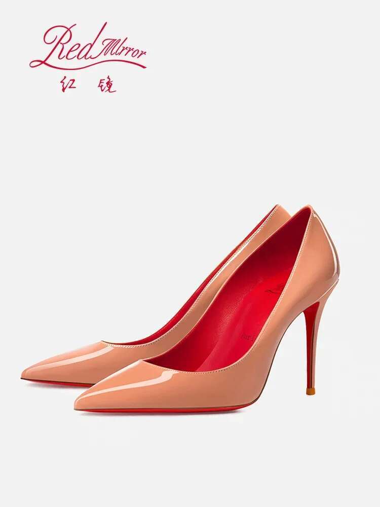 European And American Pointed Thin Heels Sexy Soled High Heels, Red Ed Single Shoes, Black Professional Work Shoes