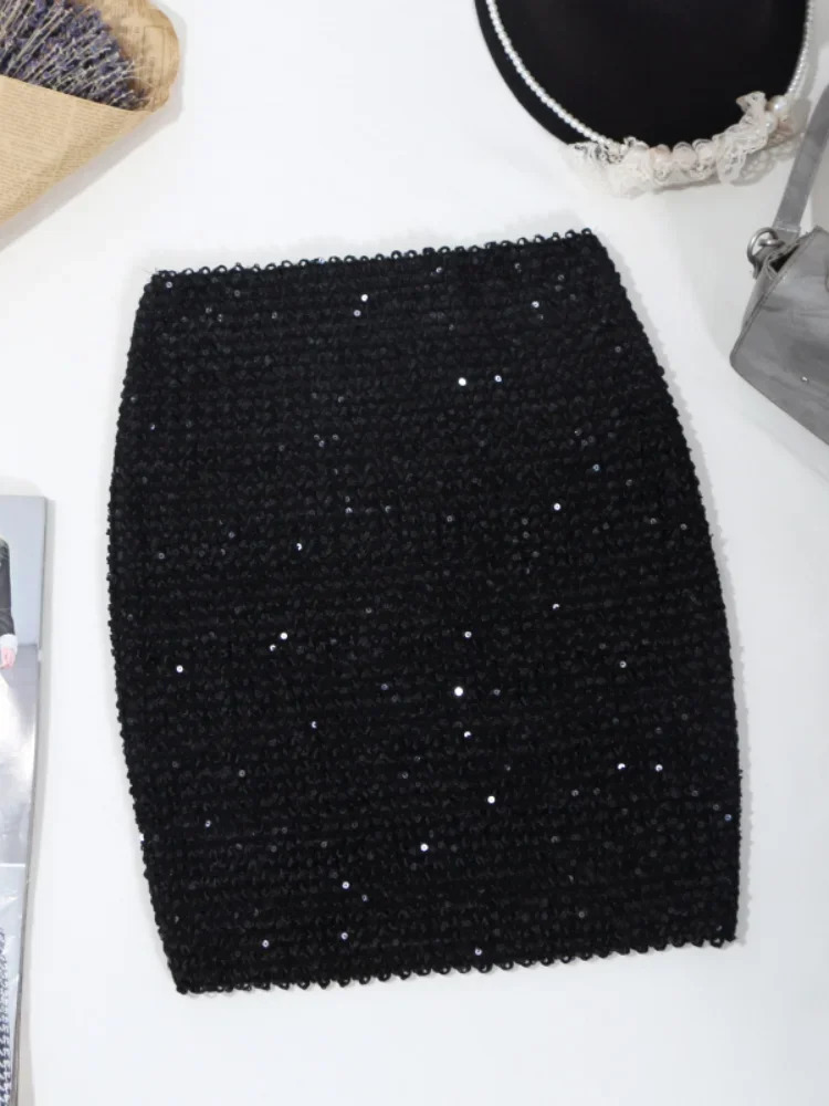 Sequin Skirt with sequins for women Summer style beach short Sequined Belly Dancer Costume Sexy High Waist Sequins skirt 250106