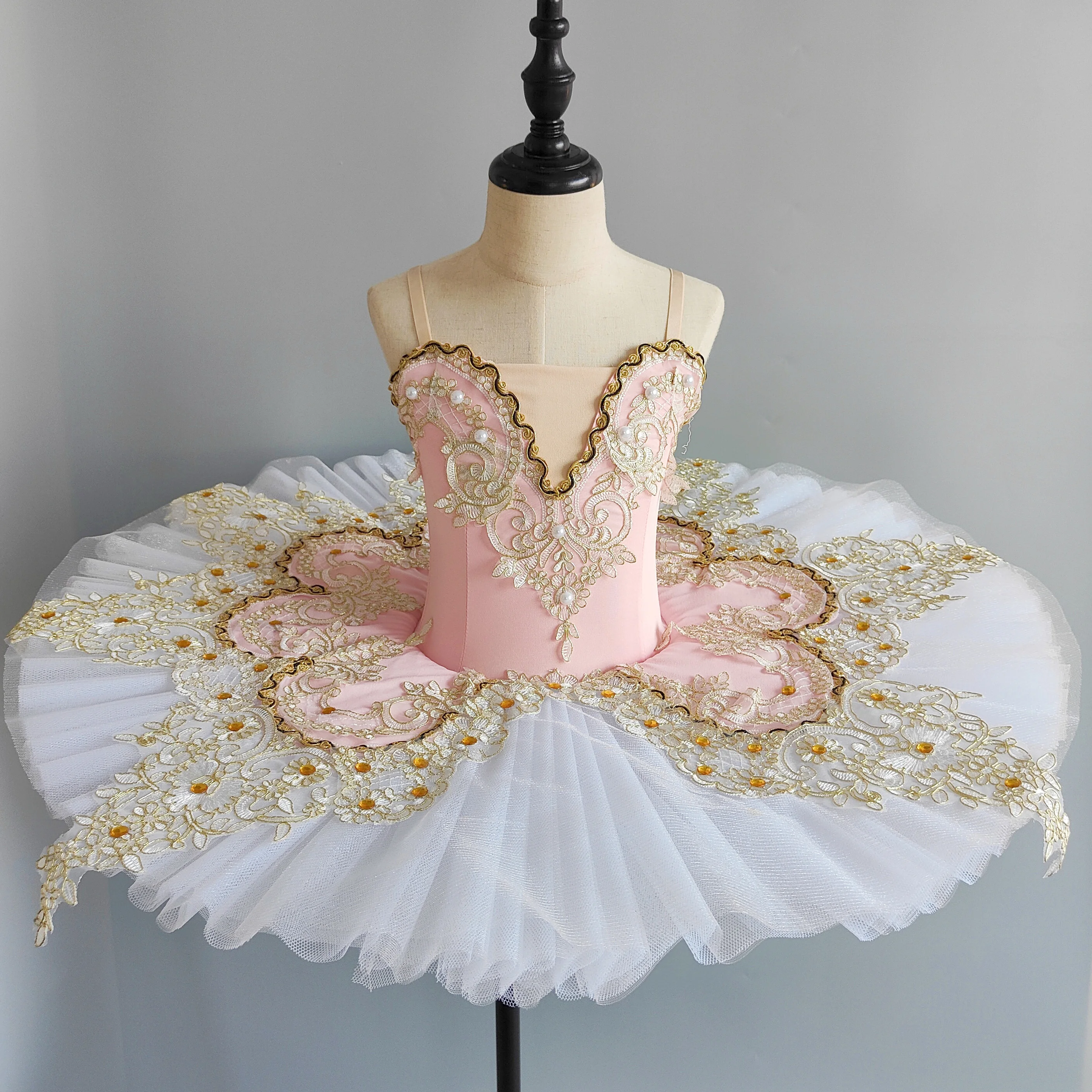Ballet Skirt Children Red Crystal Lace Professional Ballet Tutu Classical Pancake Tutu Ballerina Costumes For Girls Party Dress