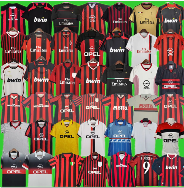 2007 2008 2009 2010 MILANS RONALDINHO KAKA Retro soccer jerseys 08 09 10 11 12 Van Basten MALDINI EL SHAARAWY BALOTELLI vintage classic Maglia da calcio football shirt