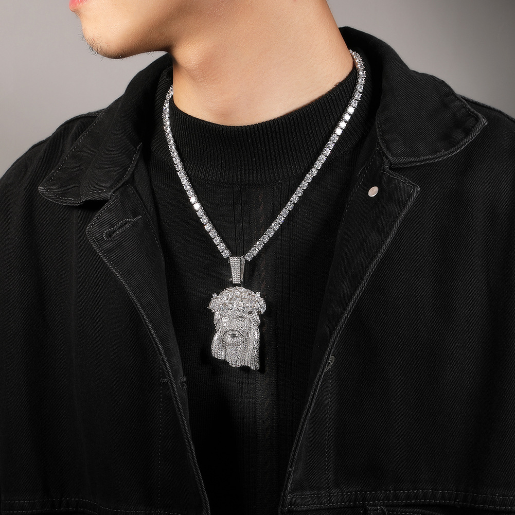 TopBling Large Jesus Face Pendants Necklace Jewelry Real 18K Gold Plated Religious Jewelry