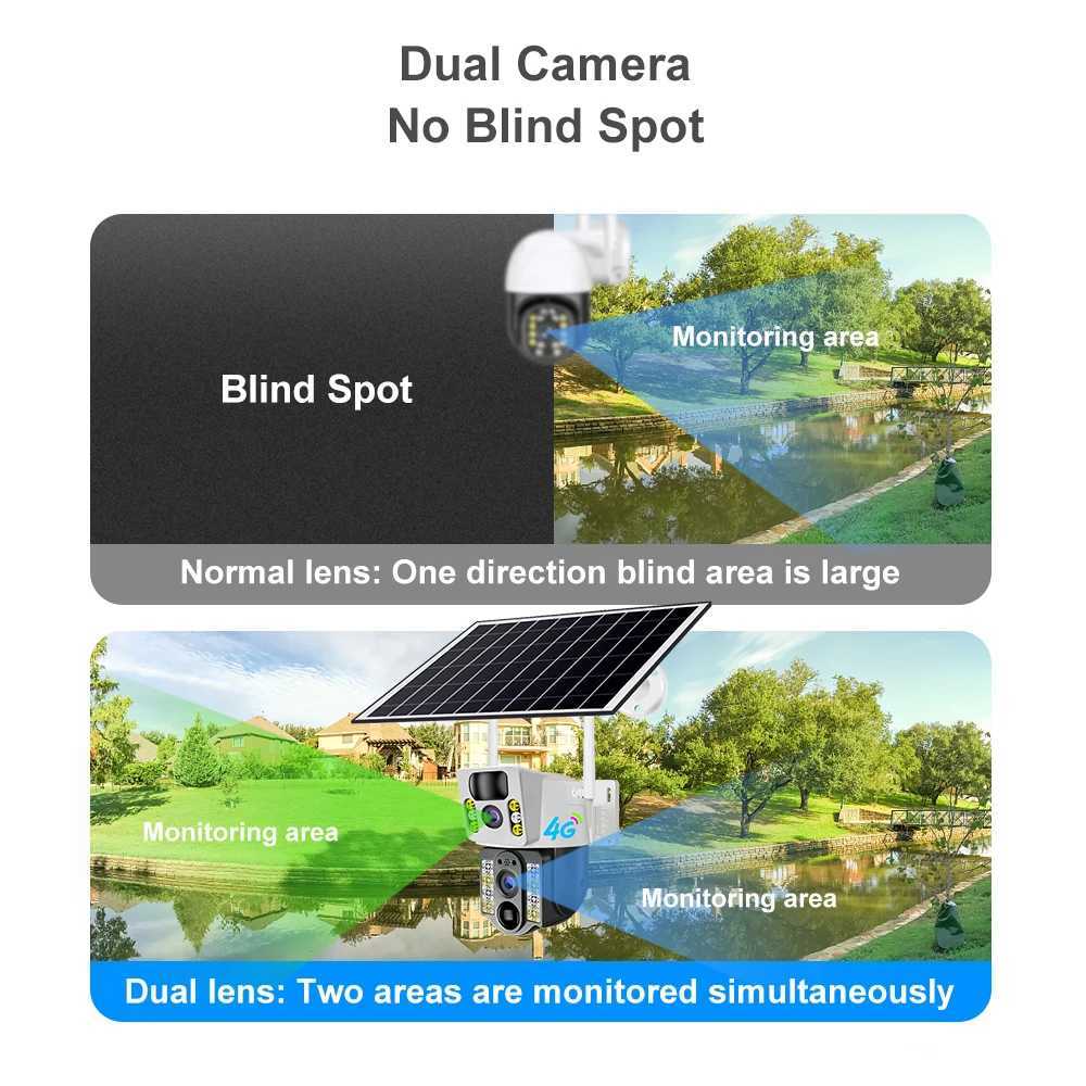 4K solar powered 4G SIM outdoor monitoring dual lens PIR human detection wireless high-definition night vision waterproof low-power security camera X2