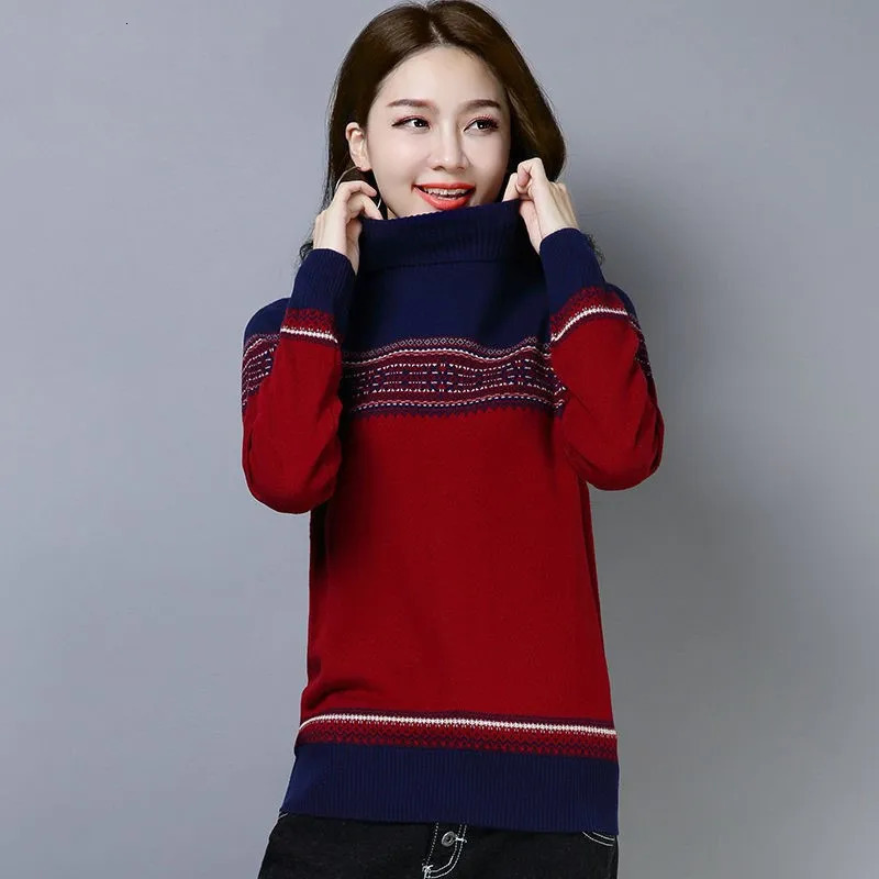 Autumn Women Knitted Sweater Pullover Cashmere Turtleneck Long Sleeve Casual Female Jumper Pull Femme P216 250108